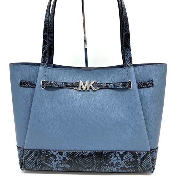 Michael Kors Reed Large Tote Bag DenimSnakeskin Blue